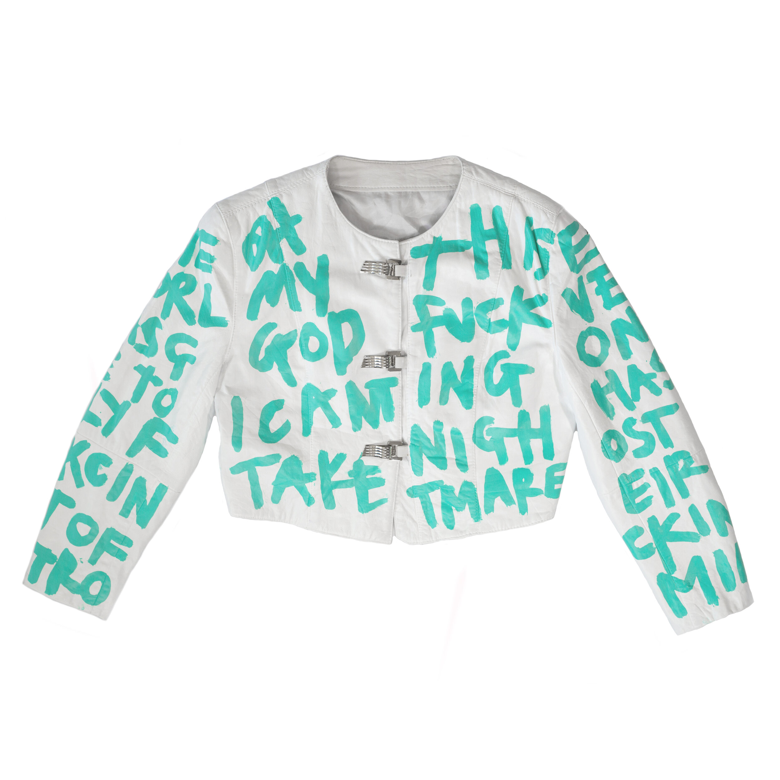 'OMG' WHITE LEATHER JACKET