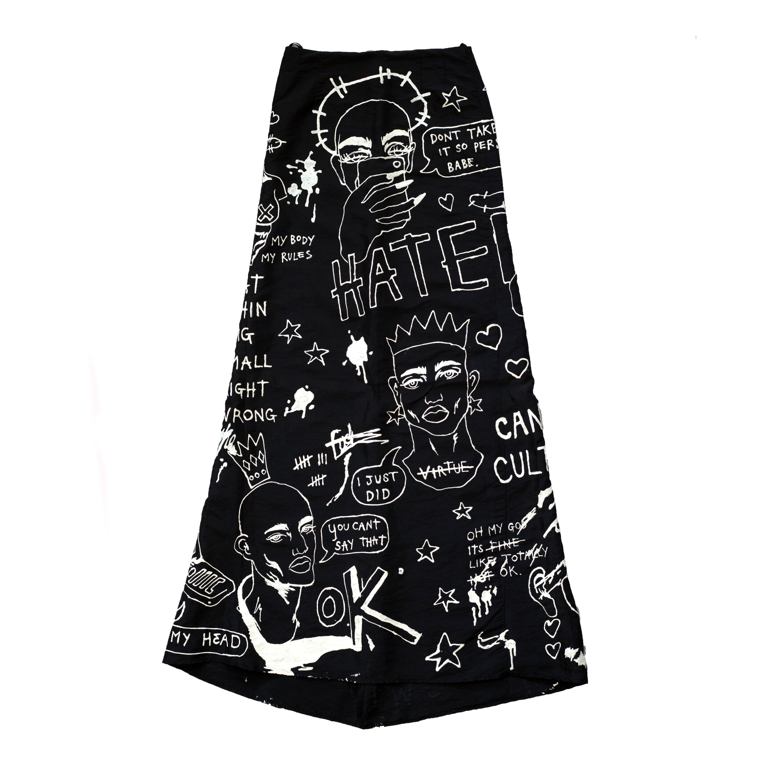 'HATERS' BLACK HIGH WAISTED SKIRT 