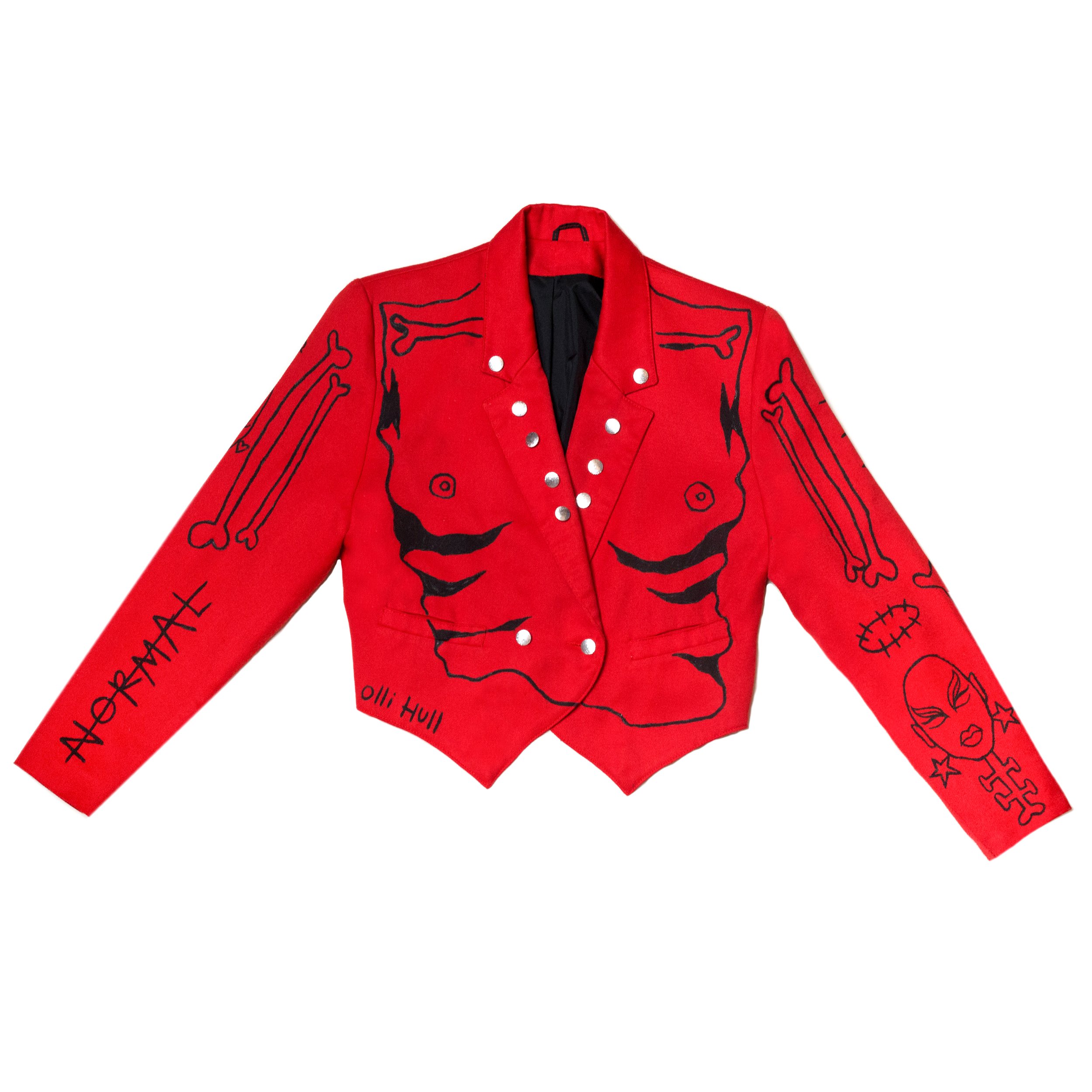 'BONE COLLECTOR' RED CROPPED JACKET