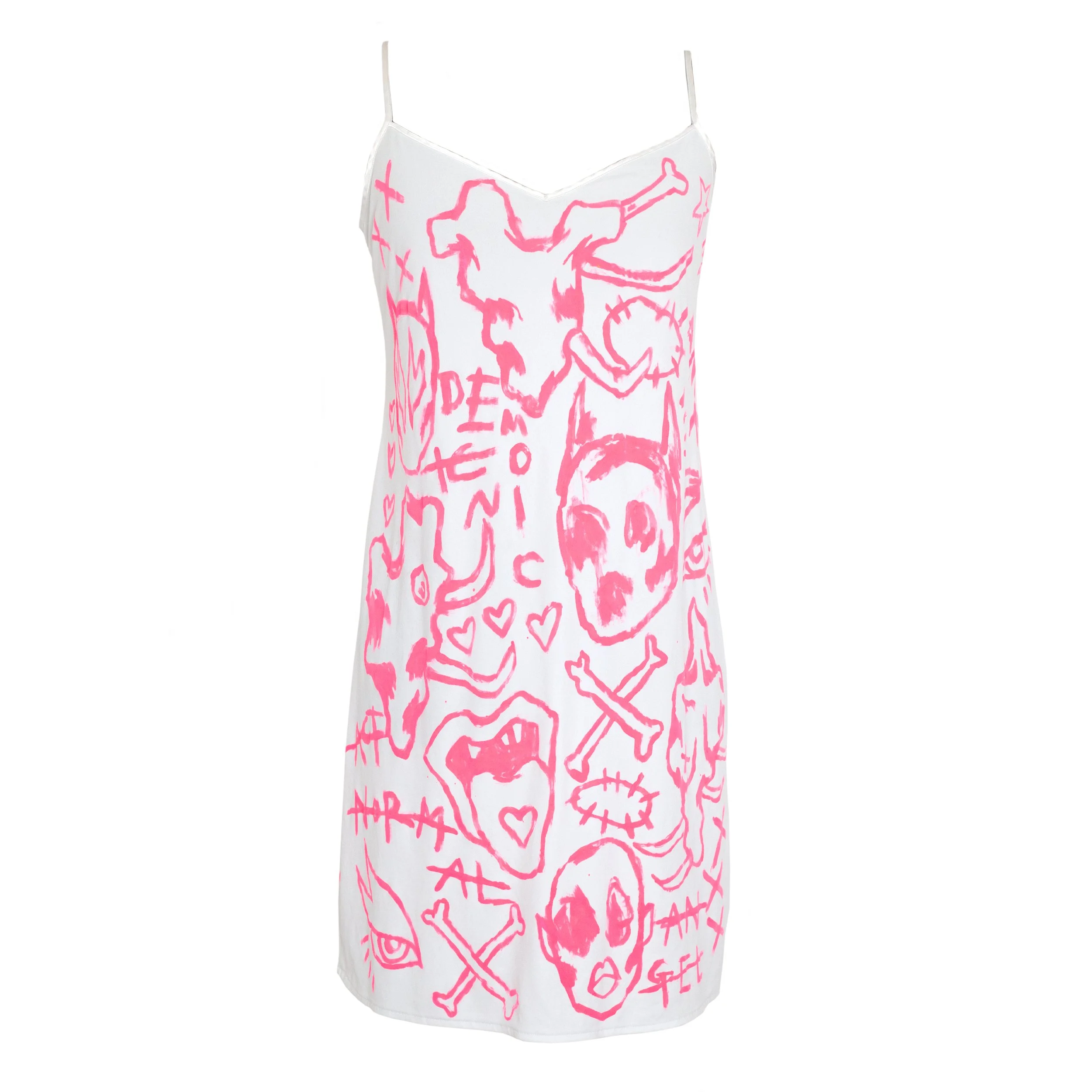 'DEMONIC' WHITE SLIP DRESS