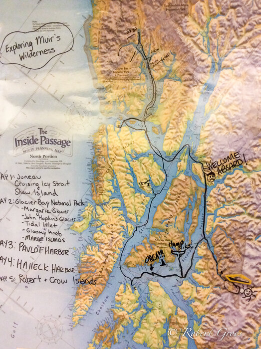 Map showing part of our cruise itinerary.