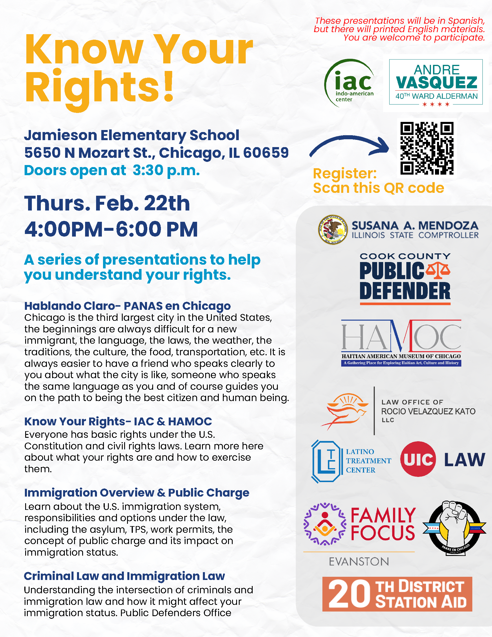 Upcoming Know Your Rights Presentation