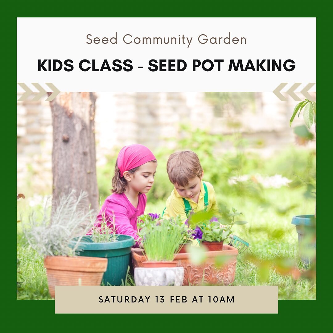 🪴 KIDS CLASS 🪴

Another great workshop for kids!! In this class they will learn how to make a seed pot from paper. Children will be able to take them home to plant seedlings 🌱 into. 

Parents are to remain at Seed while the session is on. 

Bookin