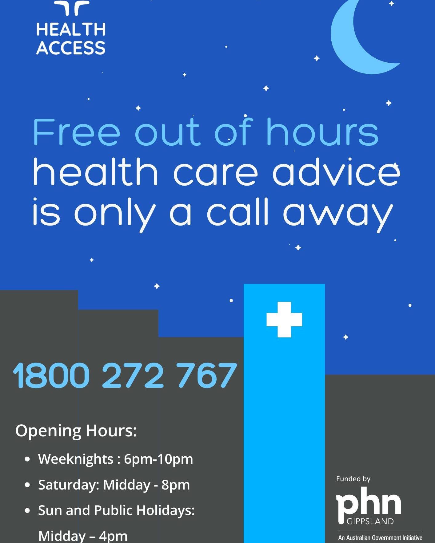 👨&zwj;⚕️ Did you know that after hour GP phone consults are free to people living in a Gippsland thanks to Gippsland PHN ? 👩&zwj;⚕️

For more information visit:
https://gphn.org.au/what-we-do/programs/after-hours-program/

#gippsland #afterhours #m