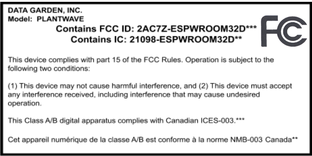 PlantWave FCC Certification
