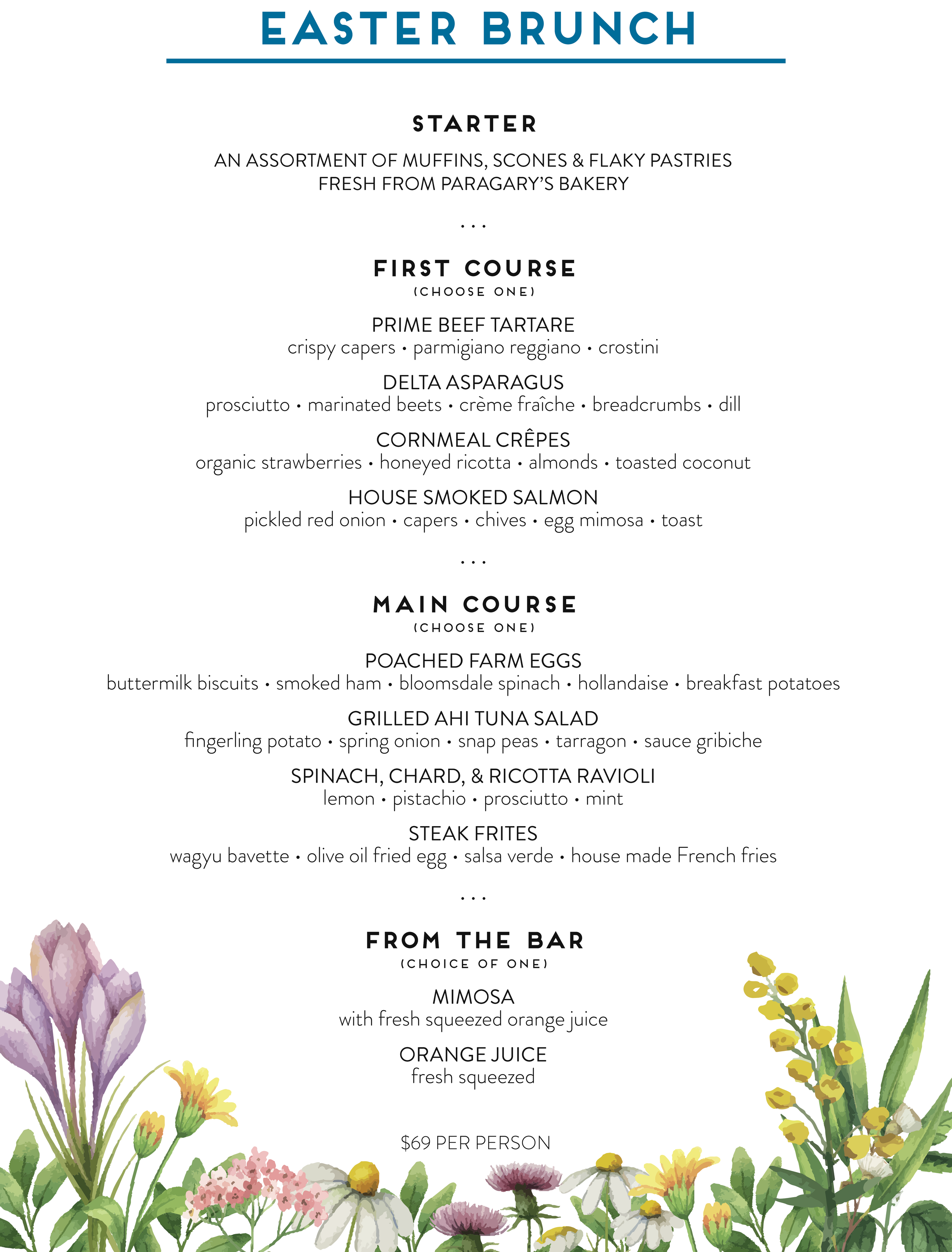 Easter Brunch Menu