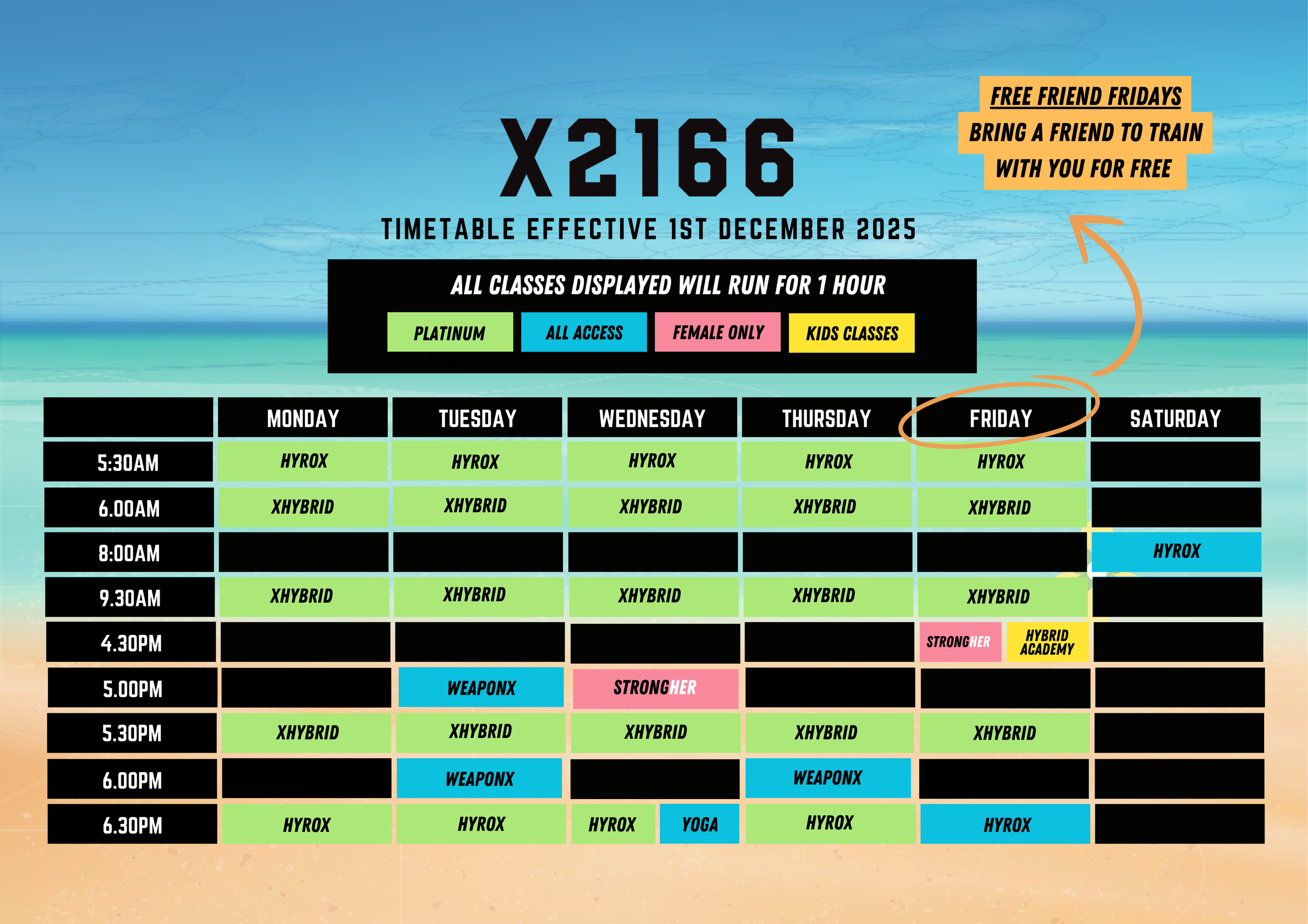 TIMETABLE — X2166 Training Centre