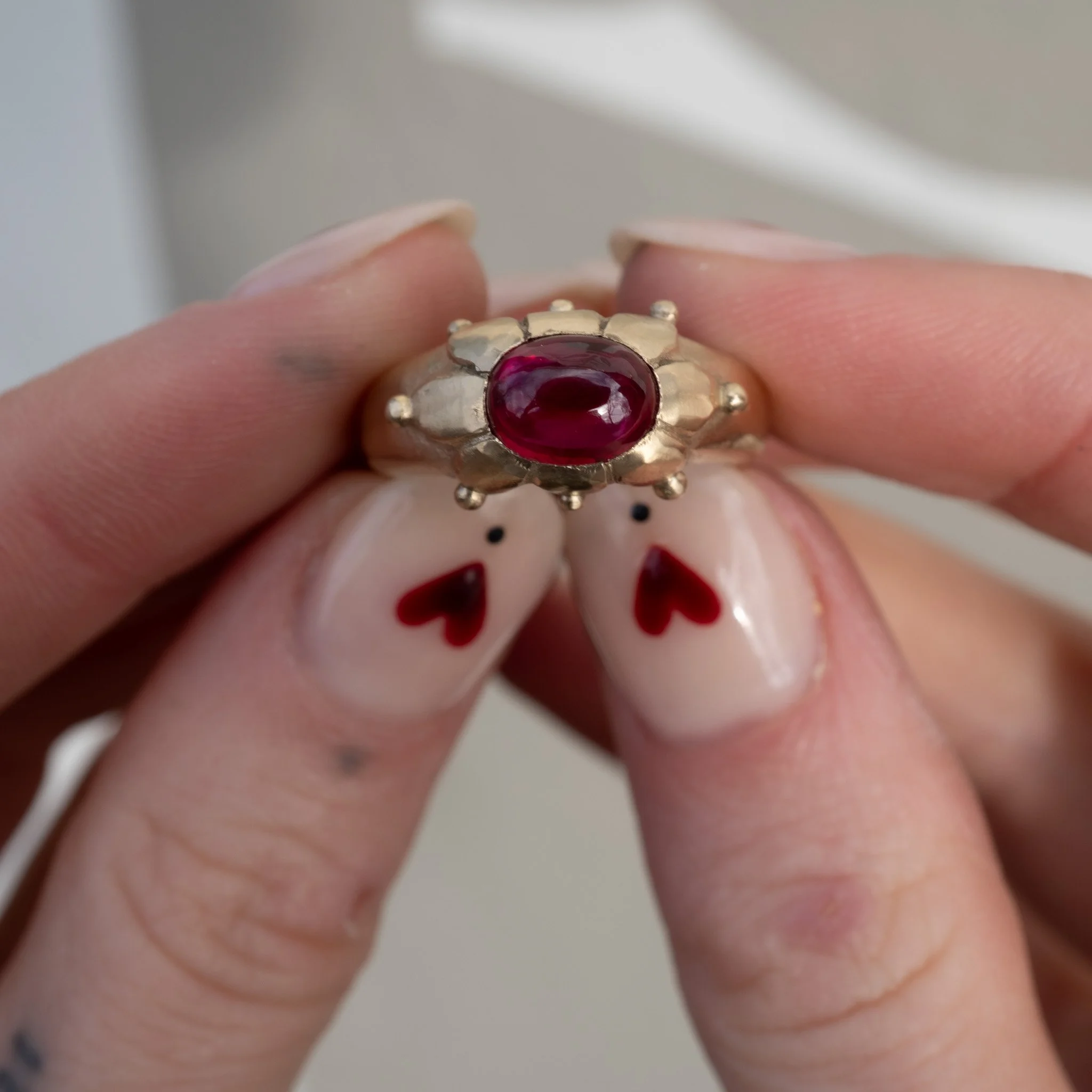 Gold & Ruby Flower Ring