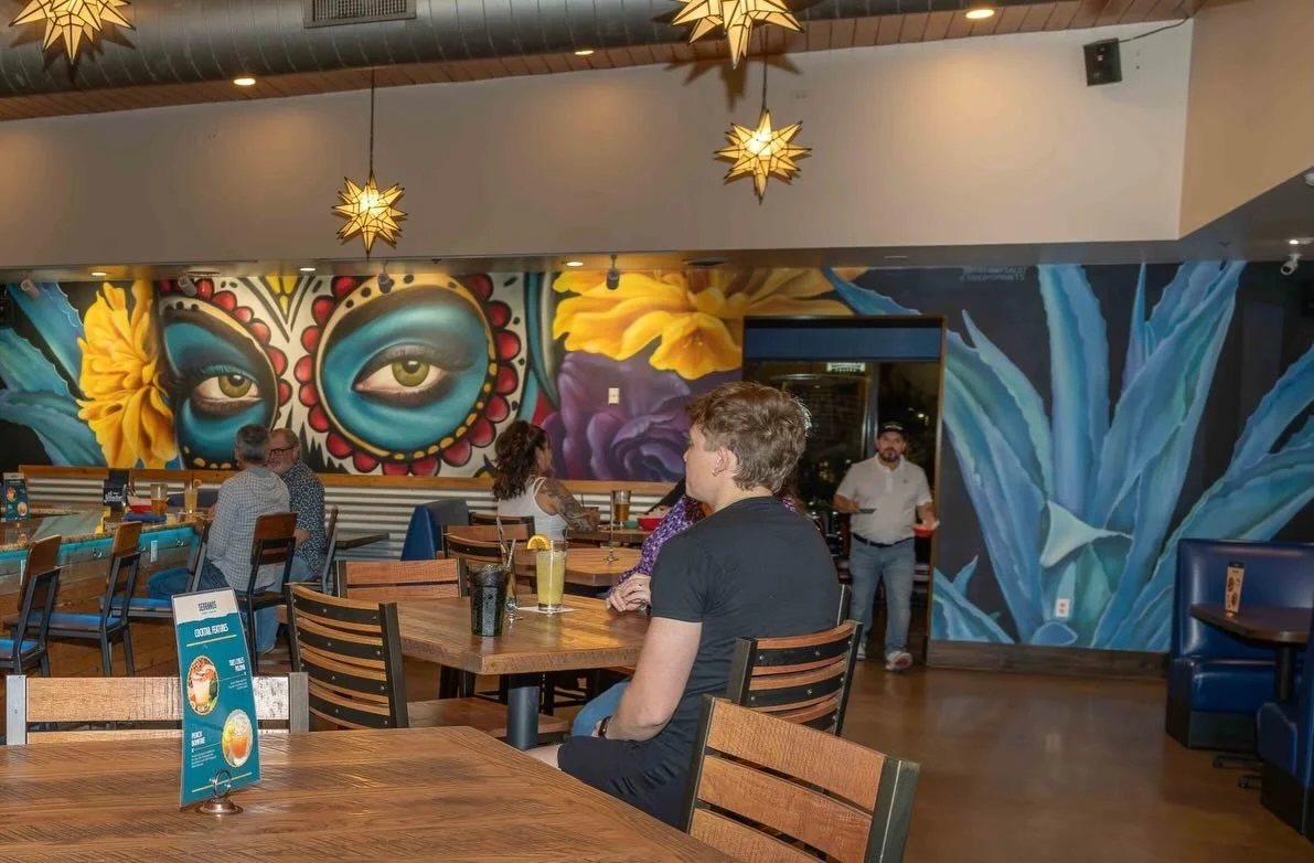 Wanted to share some professional shots of all the murals we did @serranosaustin over the years.  6 total walls at 4 different locations in Austin for glow up renovations.  @taylordpaints was with me on each mural and especially helped while I was pr