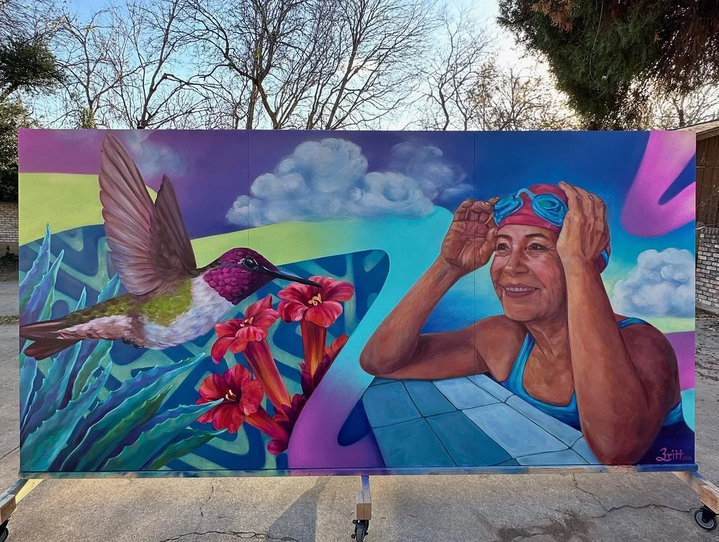 Done Set No. 1 for Montopolis Pool and AIPP.  Yay! Phew this took over a week and around 2 years in the making to get started painting. 

I&rsquo;m grateful for this project and excited to start the next set.  This is 1 of 4 mini murals.  This one is