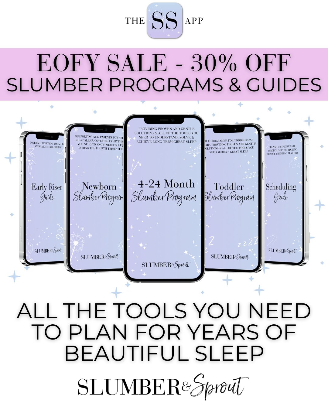 Tired of being tired and ready for more sleep? 💤⁠
⁠
Take 30% off all Slumber Programs and Slumber Guides in our EOFY sale 🥳⁠
⁠
With access to our Slumber Program you will discover how to overcome sleep challenges withOUT:⁠
⁠
❌&rsquo;Crying it out&r