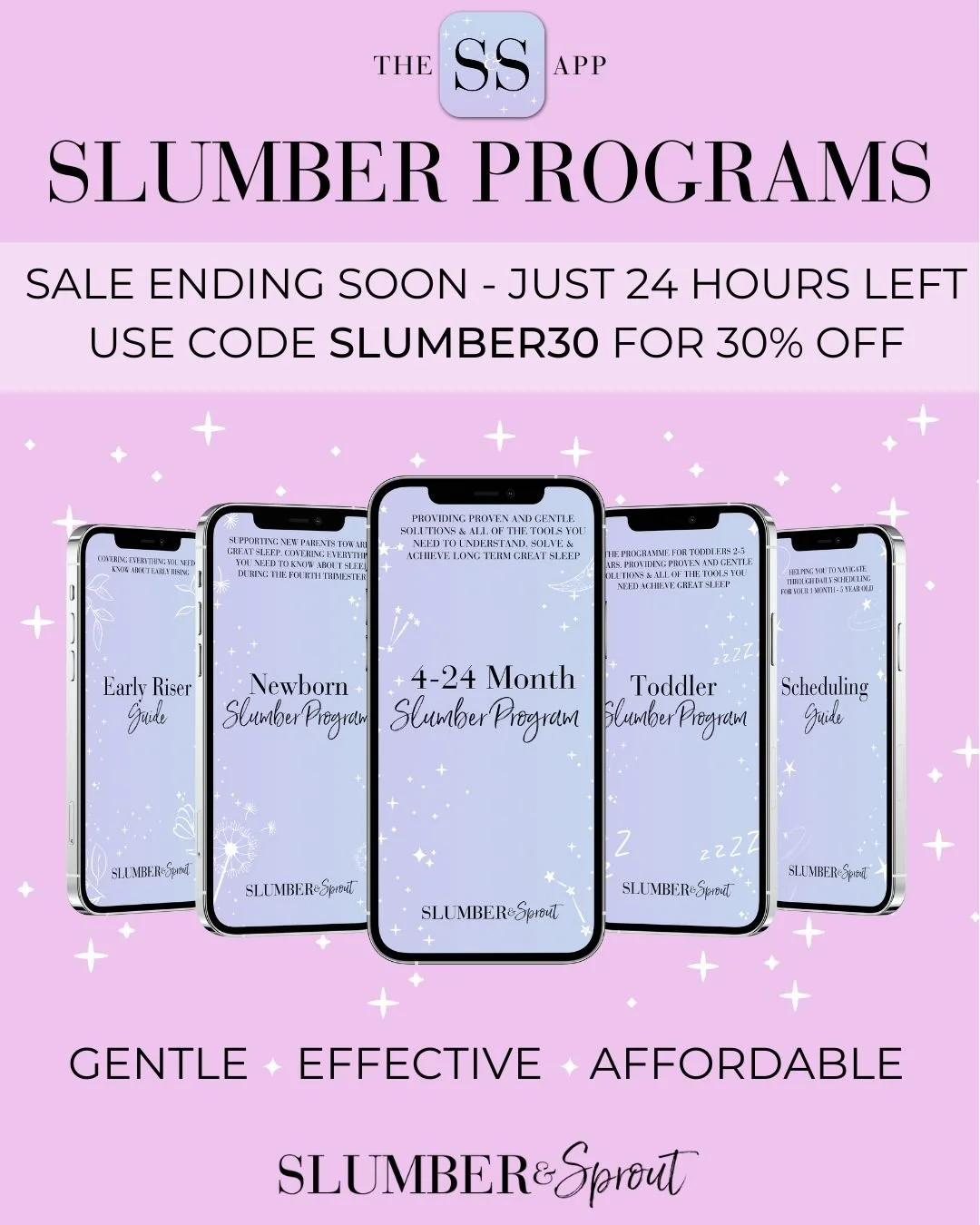 ⏰ Sale ending soon &mdash; just 24 hours left!

If you&rsquo;ve been thinking about getting support with your baby or toddler&rsquo;s sleep, this is your final reminder.
The Slumber Programs &amp; Guides are 30% OFF, but the sale finishes tomorrow!

