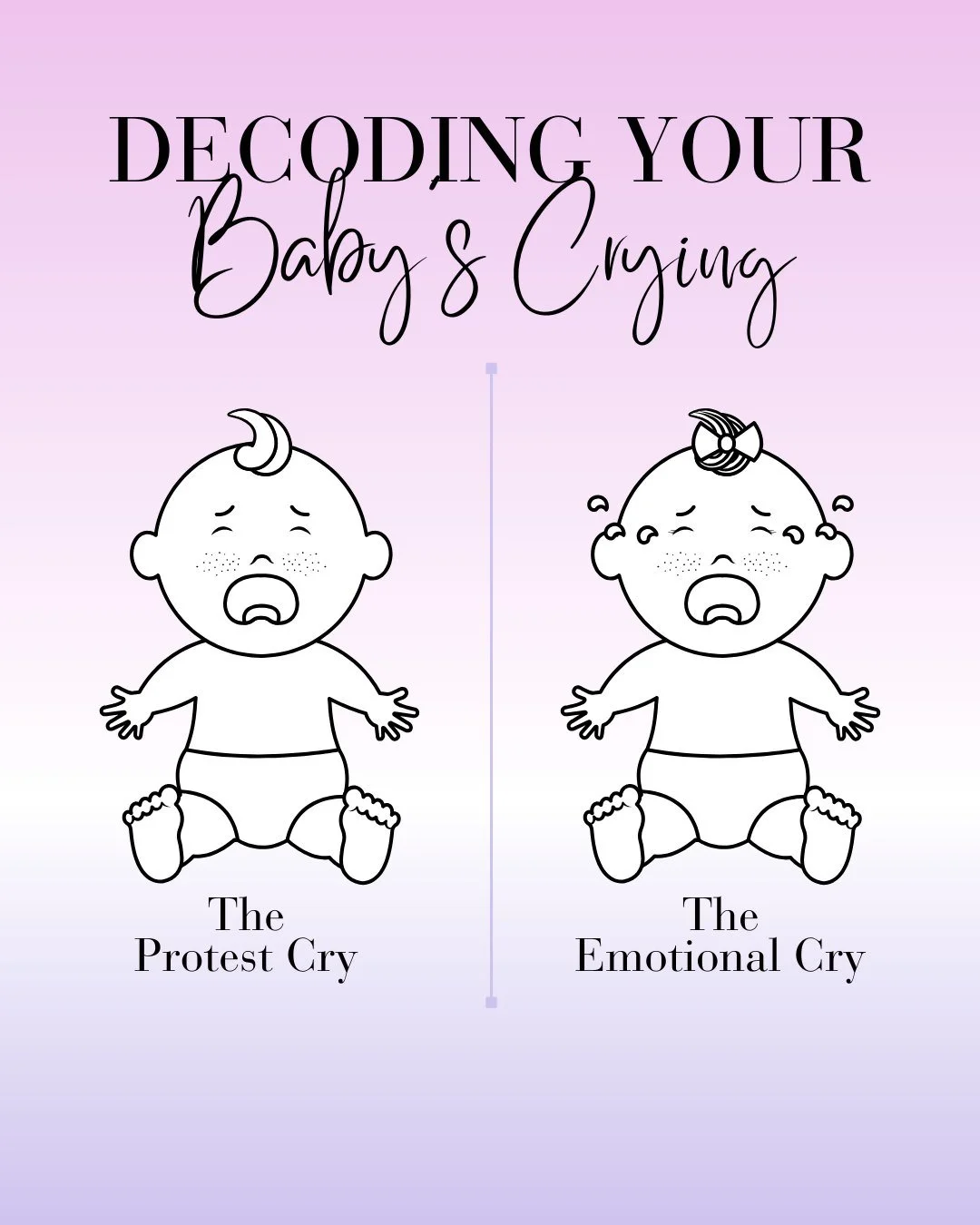 You are trying to get your baby to sleep but they are crying.⁠
⁠
Why?⁠
⁠
Let&rsquo;s talk crying (excluding newborns who have their own crying language).⁠
⁠
When our little darlings are crying it&rsquo;s the first question we ask ourselves &ldquo;WHA