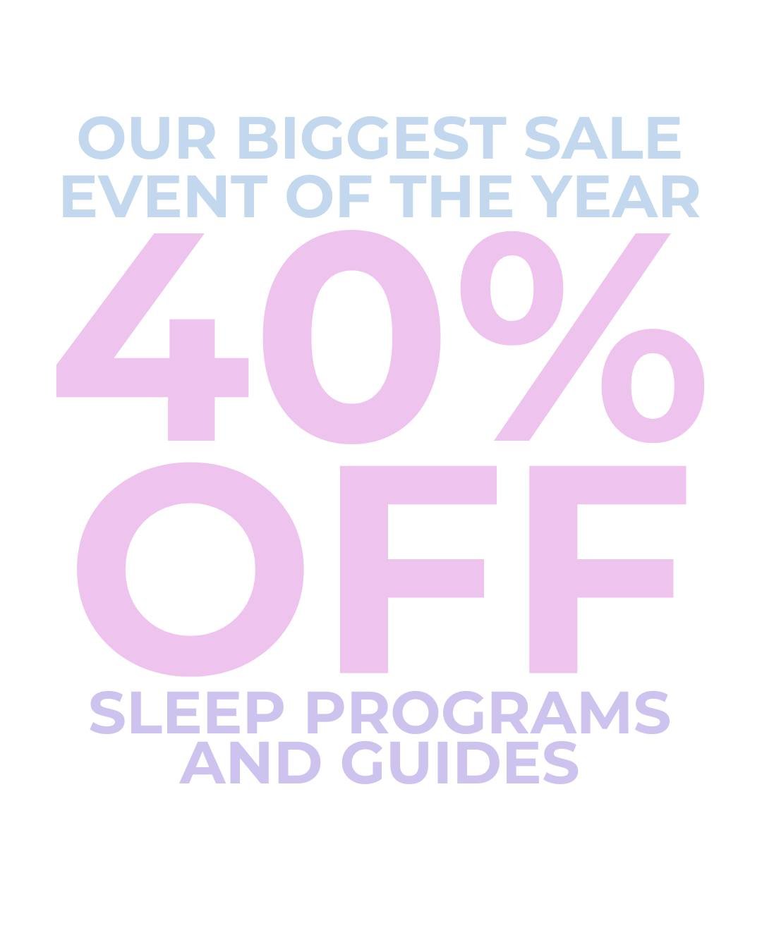 🐣 IT&rsquo;S LIVE &mdash; MY BIGGEST SALE OF THE YEAR IS HERE!

For the next 5 days only, ALL Slumber Programs &amp; Guides are 40% OFF 🎉

If you&rsquo;ve been stuck in the cycle of night wakes, short naps, early mornings or bedtime battles&hellip;