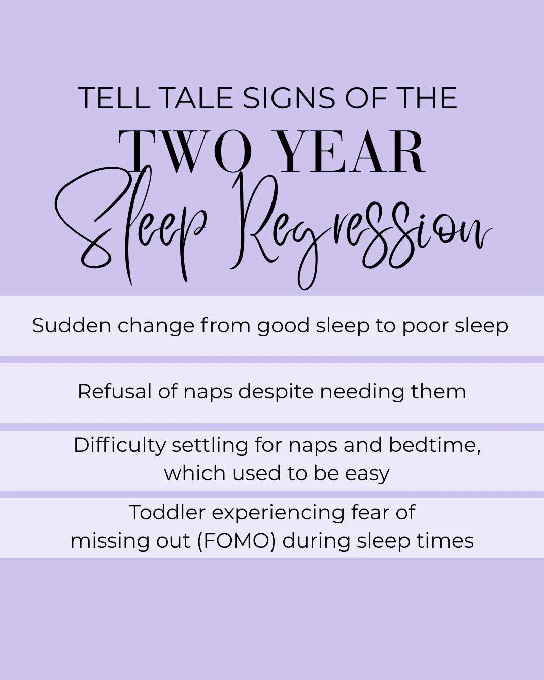Do you have a toddler approaching 2 years?⁠
⁠
There is a 2 year sleep regression and this one's a DOOZY. Good news though.. it&rsquo;s the last out of the 5 typical sleep regressions.⁠
⁠
In case sleep goes a little strange, here's what you need to kn