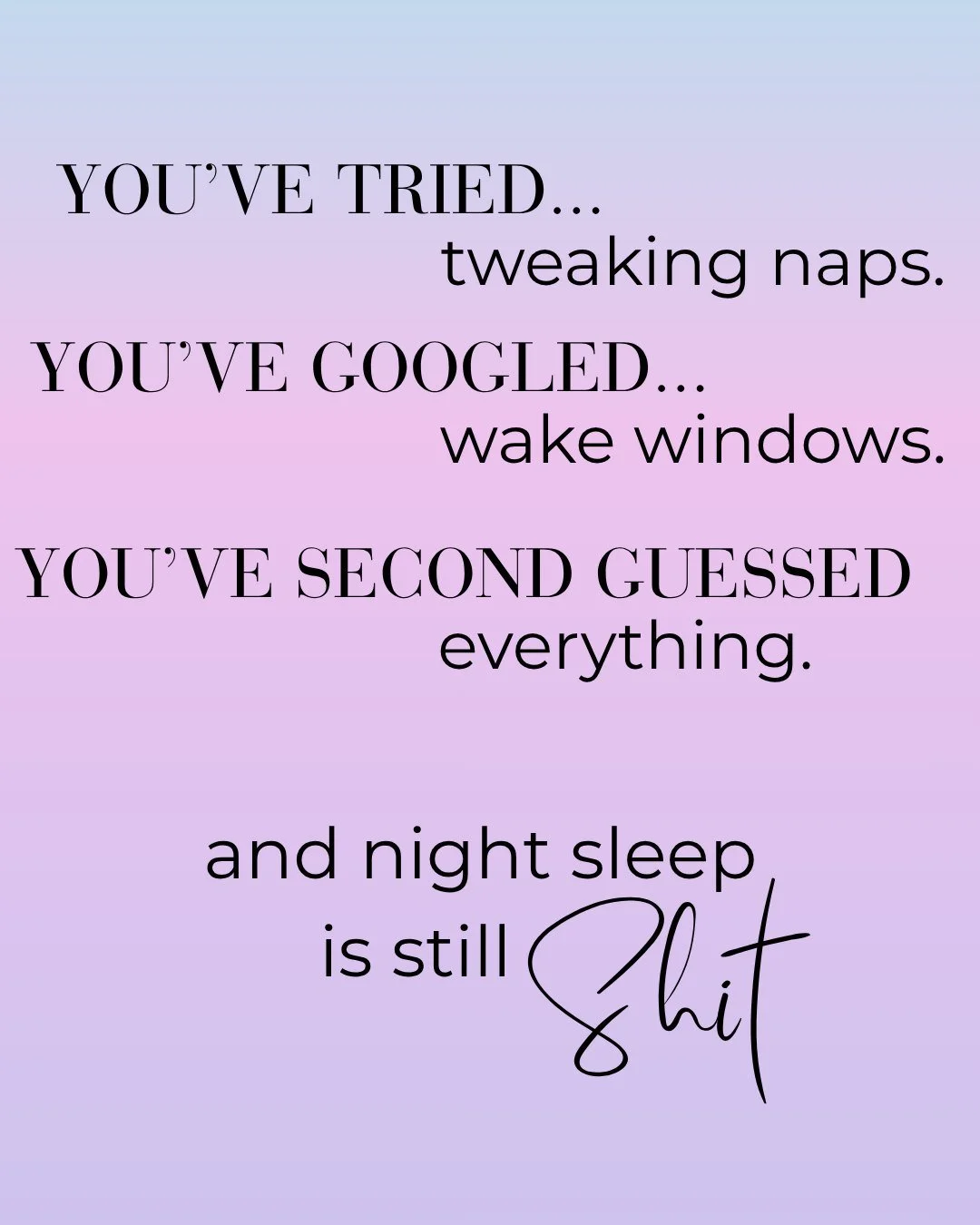 You&rsquo;ve already tried a lot.

Adjusting naps.
Watching wake windows.
Reading all the advice.
Trying to piece it all together.

And when it still isn&rsquo;t working&hellip; it&rsquo;s frustrating.

And while you&rsquo;re doing anything wrong, yo