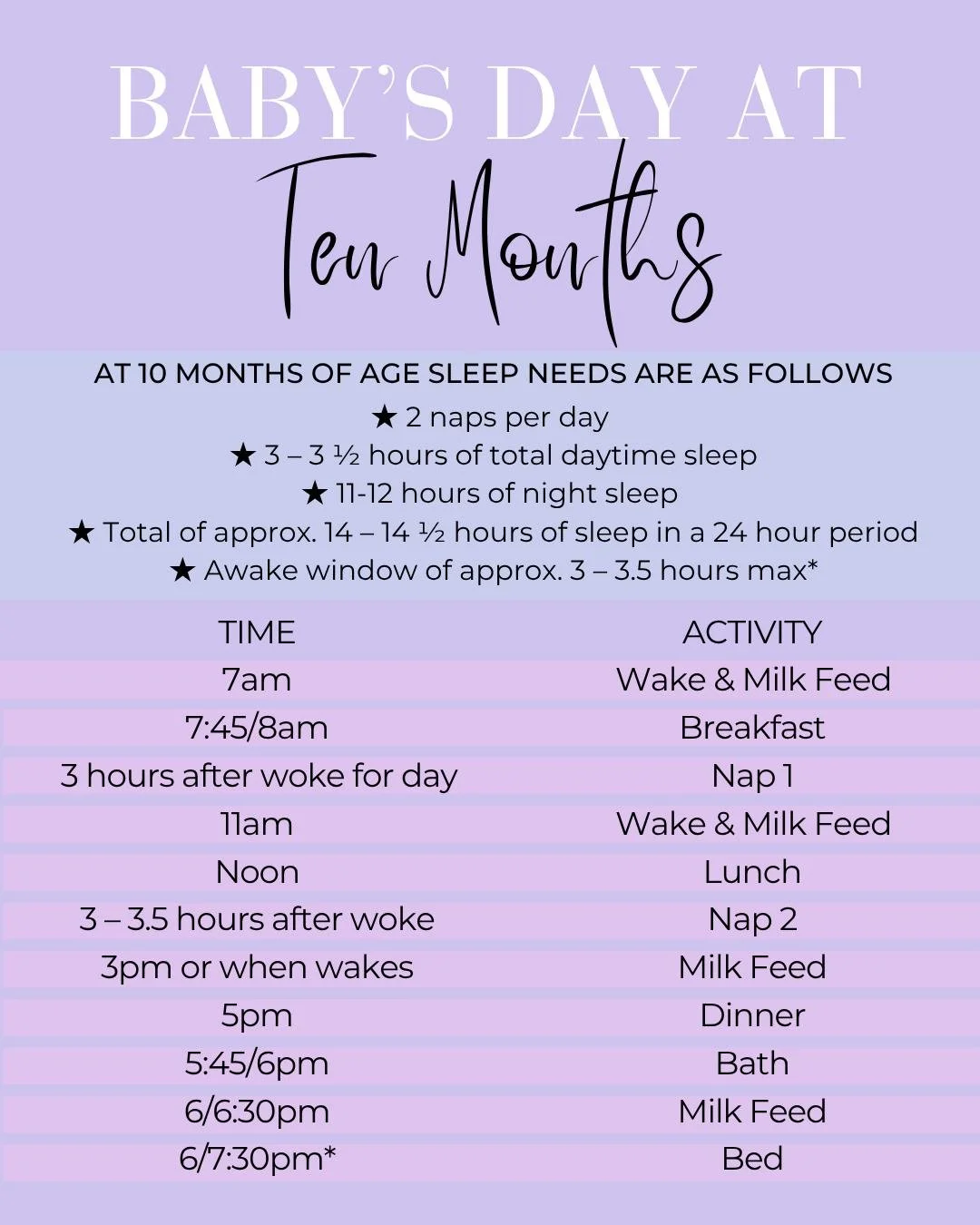 Is your baby approaching 10 months.

LIKE AND SAVE this sample sleep schedule.

We cover more schedules just like this one in our Scheduling Guide.

COMMENT "SCHEDULE" and I'll send you the link directly to your inbox!