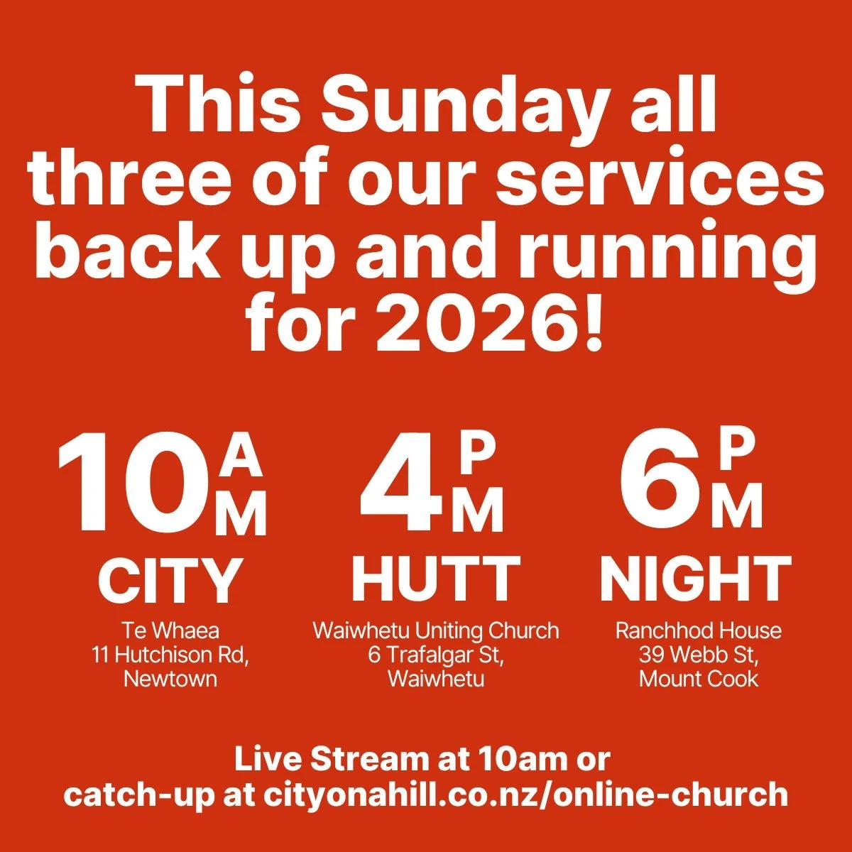 We're back! We'd love to see you this Sunday.