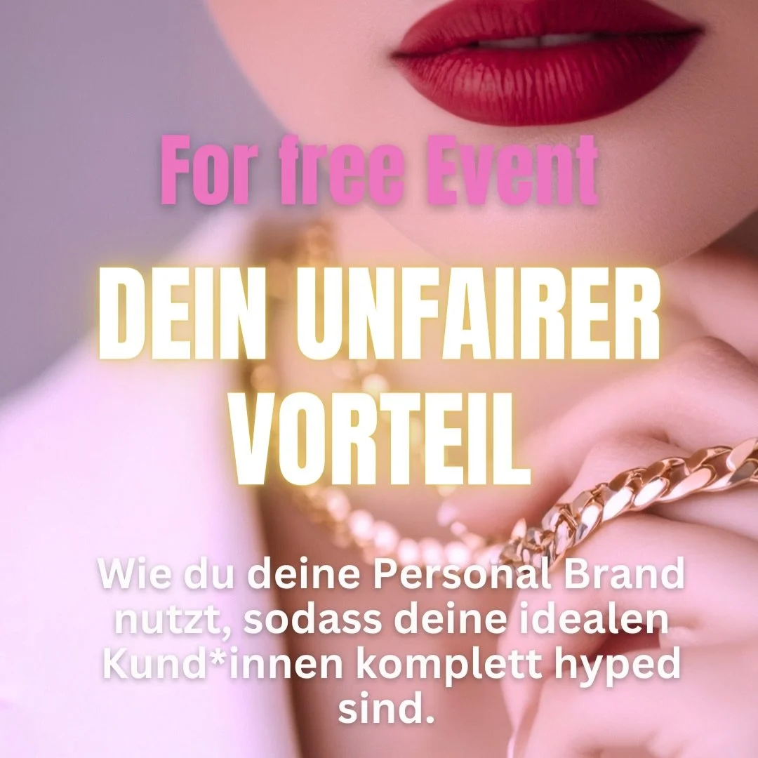 Das ist deine Chance, den Personal Brand Code zu knacken.

In meinem FOR FREE EVENT &bdquo;DEIN UNFAIRER VORTEIL&ldquo; am 11.2. um 11:00

Kommentiere VORTEIL, um den Link zum Event zu erhalten - oder geh &uuml;ber den Link in der Bio.