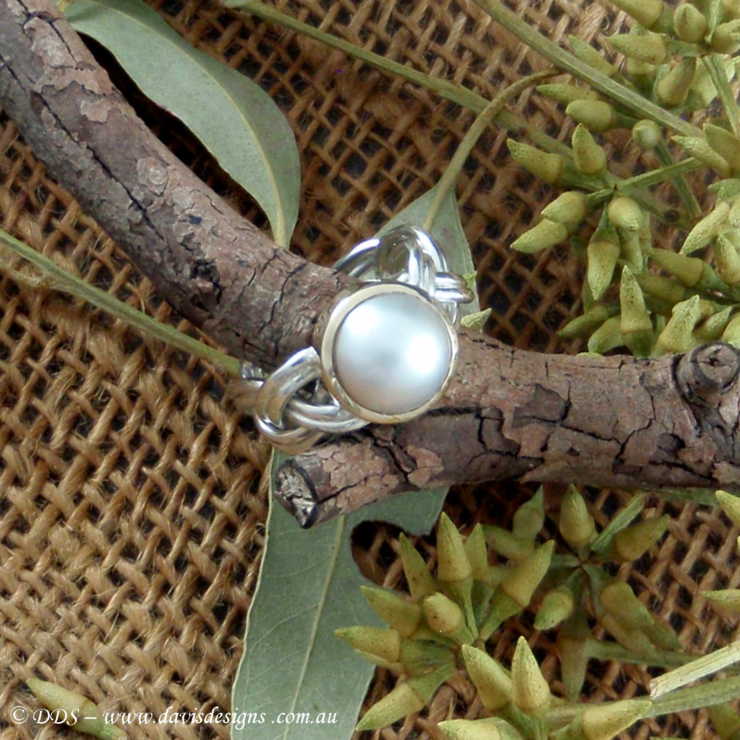 Plaited Mabe Pearl ring (585)(925)