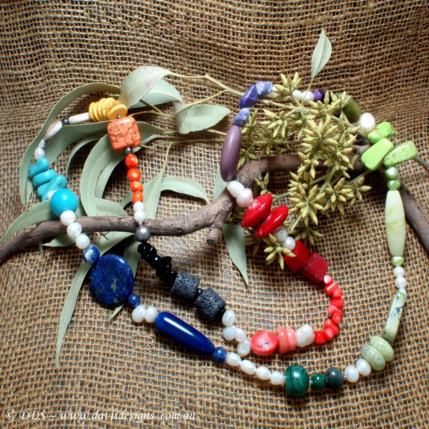 Multi-coloured Semi-precious stone necklace.