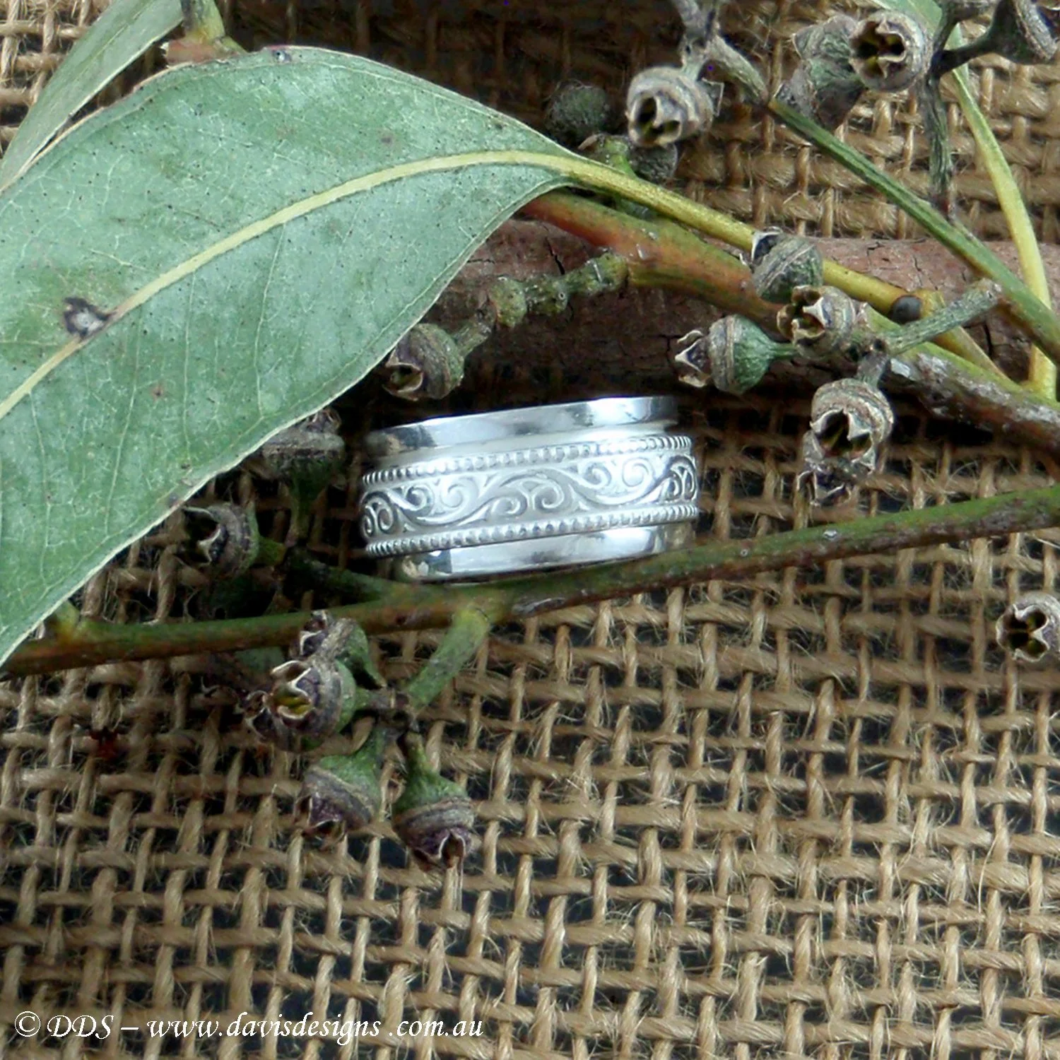 Floral Spinner ring (925)(wide)