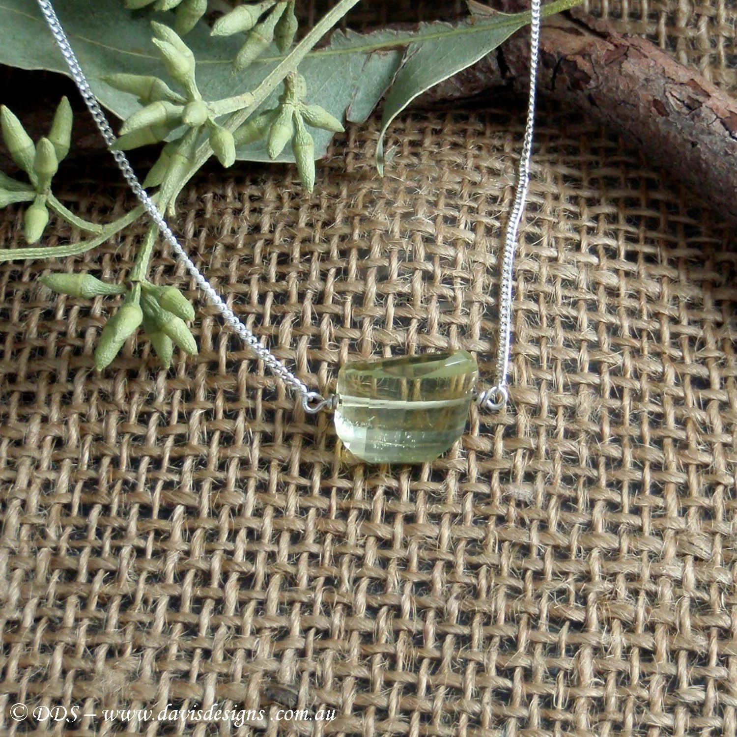 Lemon Quartz crystal necklace (925)