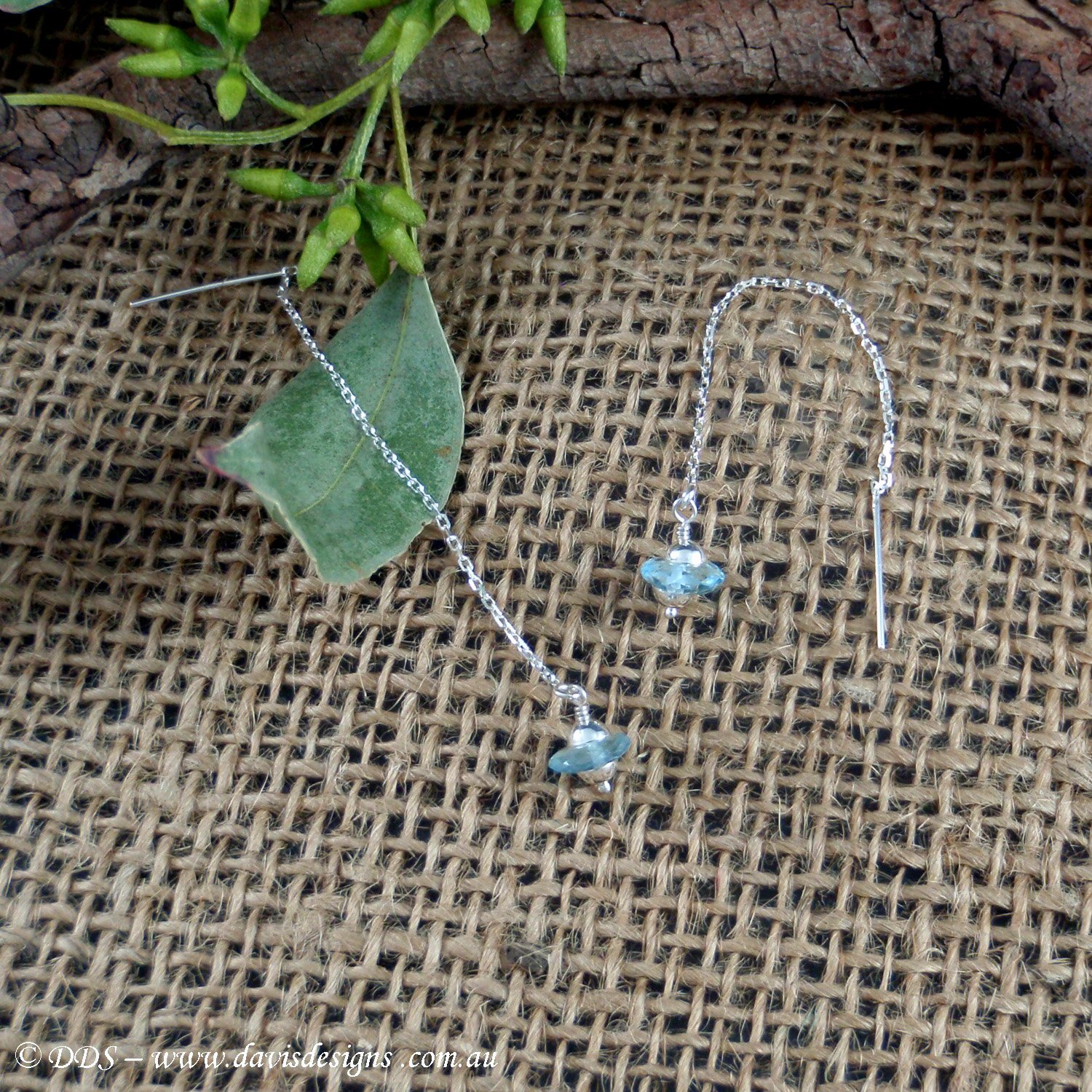 Blue Topaz Threader earrings (925)