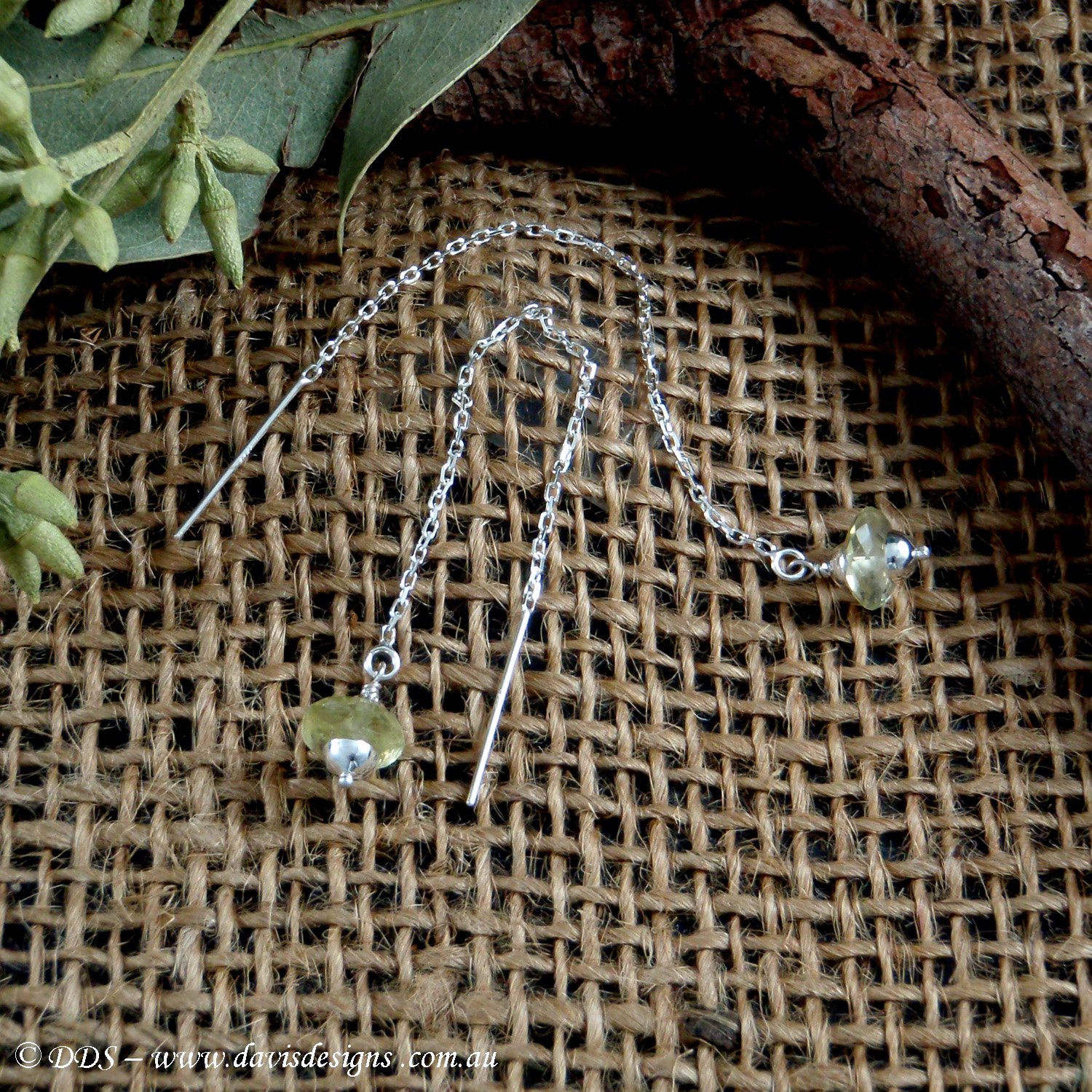 Citrine saucer threader earrings (925)