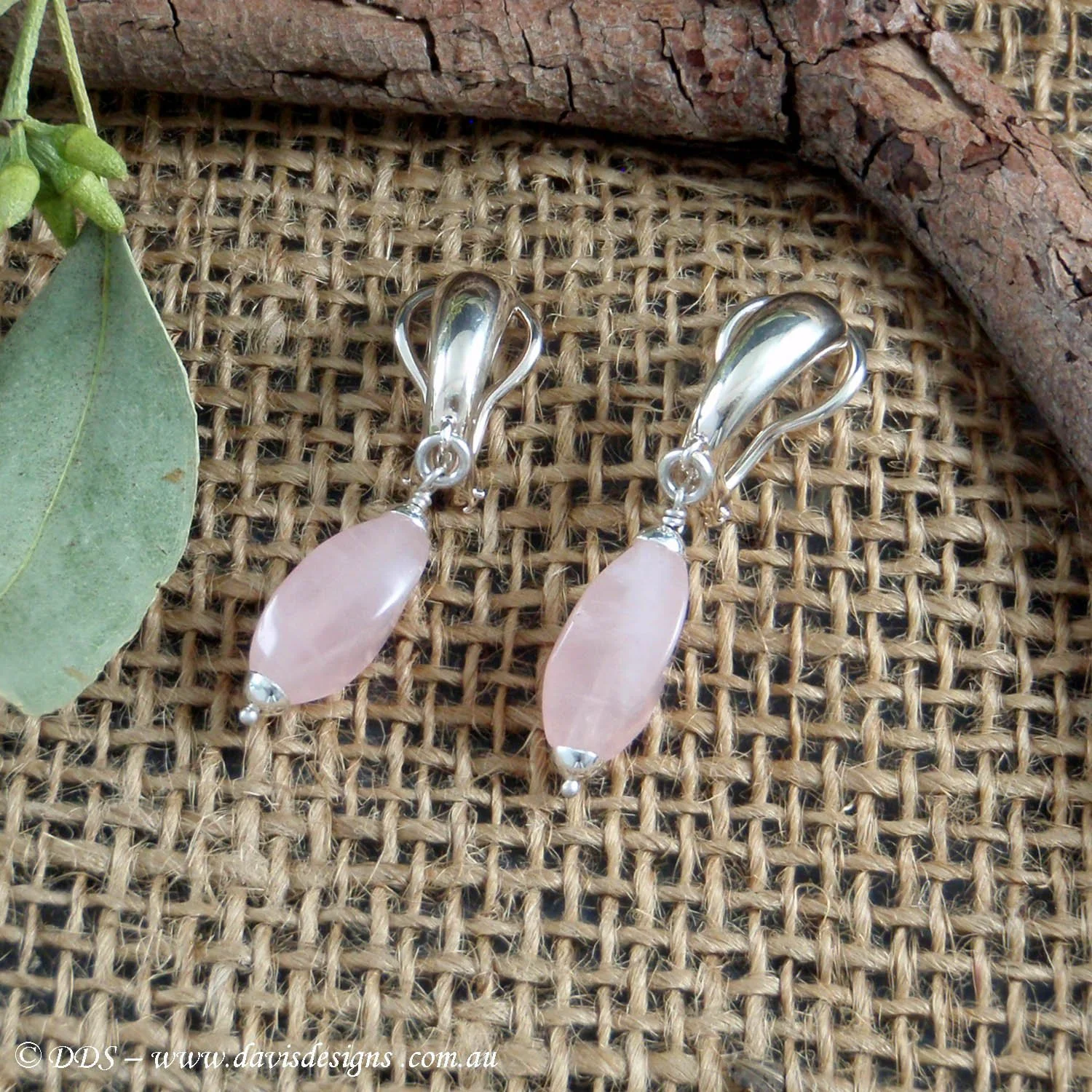 Rose Quartz Clip-on Earrings (925)