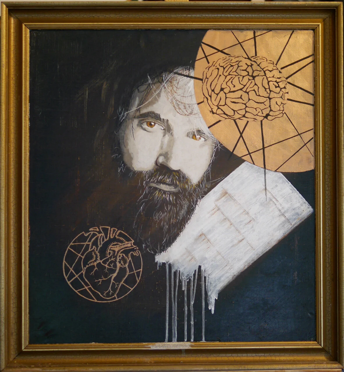  Selfportrait on old canvas. 