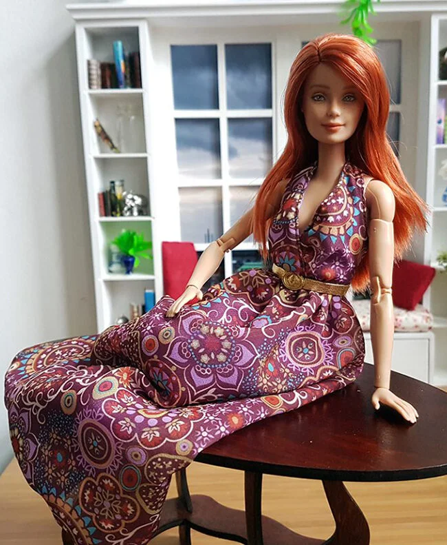 OOAK Made to Move Red Hair Barbie, Anne, Plastically Perfect - OOTD winterizing a summer dress 01.jpg