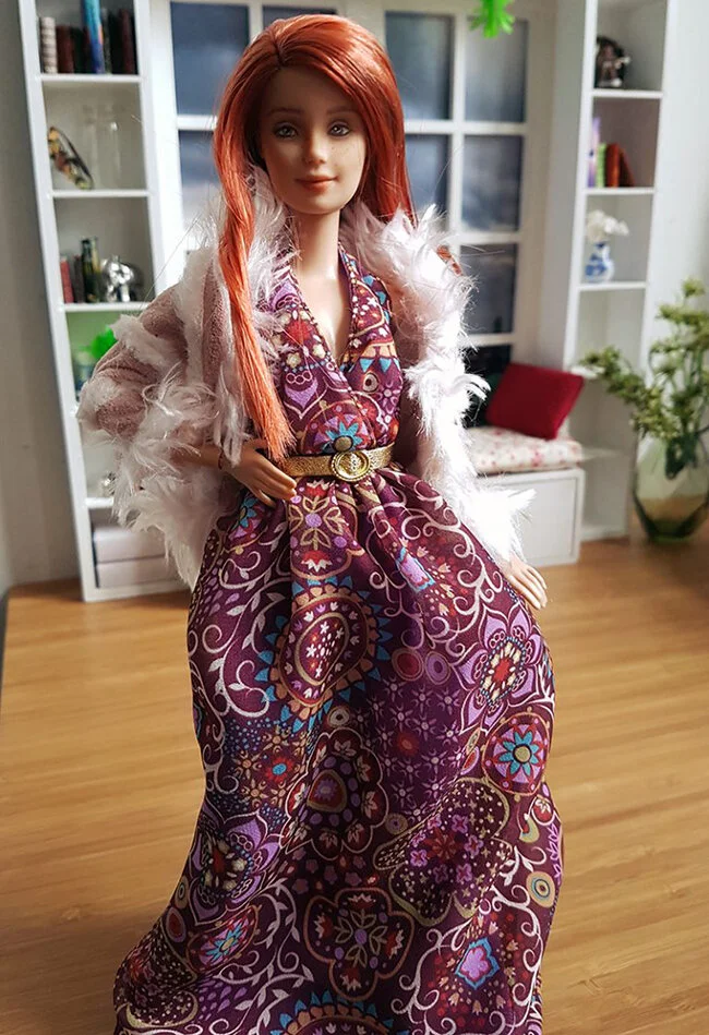 OOAK Made to Move Red Hair Barbie, Anne, Plastically Perfect - OOTD winterizing a summer dress 03.jpg