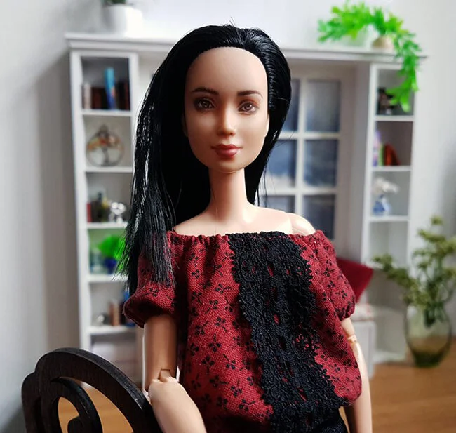 OOAK Made to Move Black Hair Barbie, Eve, Plastically Perfect - OOTD date night 02.jpg