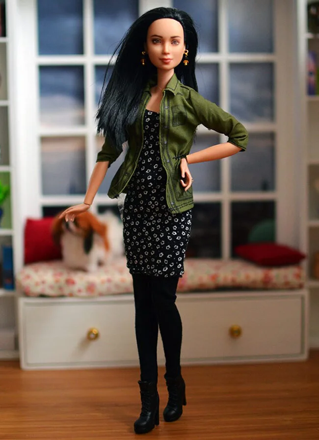 OOAK Made to Move Black Hair Barbie, Eve, Plastically Perfect - OOTD - Utility Jacket FTW 03.jpg