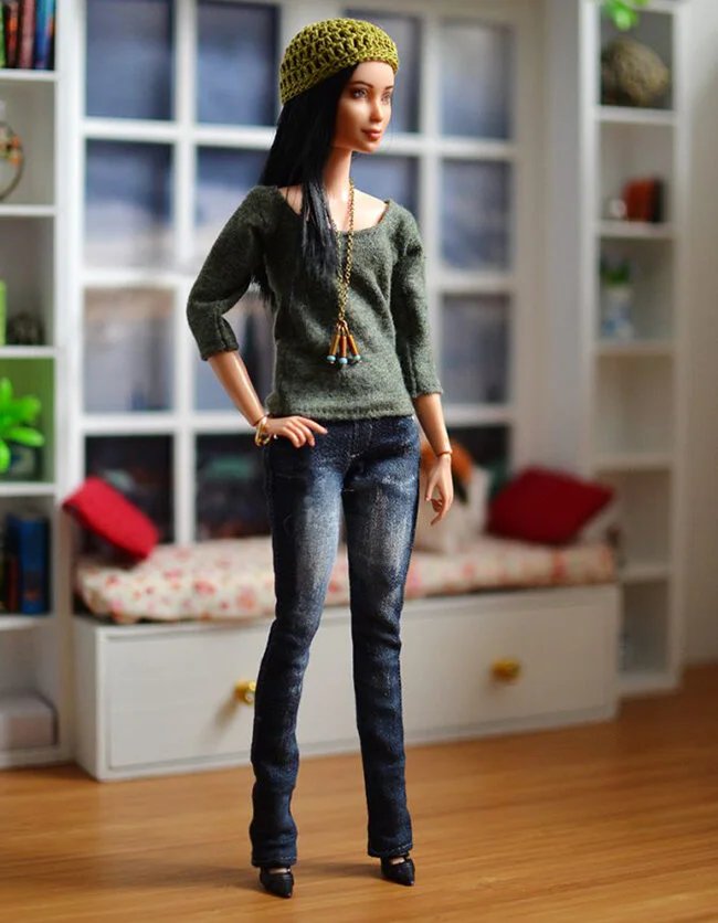 OOAK black hair made to move Barbie, Eve, Plastically Perfect - OOTD capsule wardrobe outfit 5, pic 01.jpg