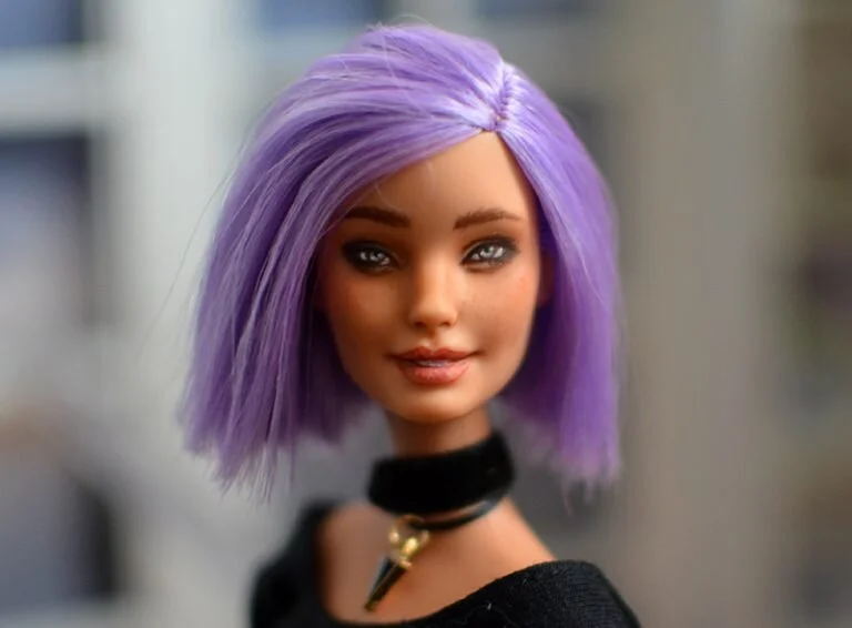OOAK va-va-violet fashionista Barbie - Heather - Plastically Perfect - After Upcycle Makeover Repaint 03.jpg