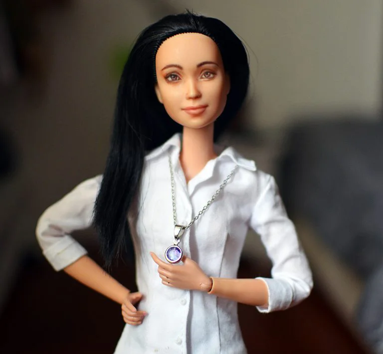 OOAK-Repainted-Black-Hair-Made-to-Move-Barbie-OOTD-Crisp-White-Shirt-Houndstooth-Slacks-Business Casual 02.jpg