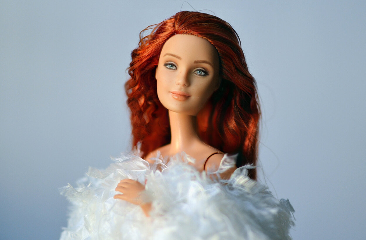 Interview with Anne - Plastically Perfect. redhead barbie doll. 