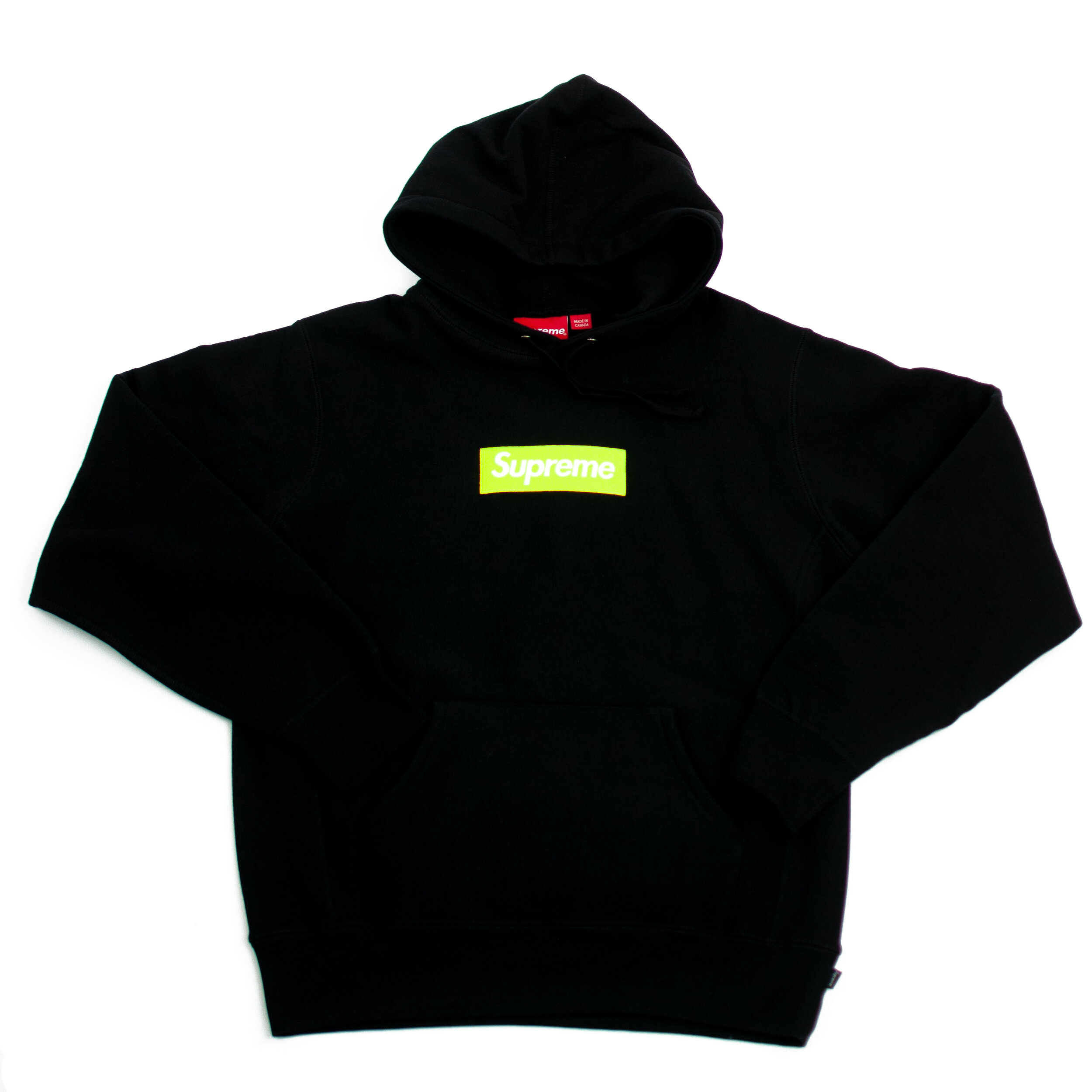 FW17 Supreme 'Box Logo Hooded Sweatshirt' Black/Acid Green — The