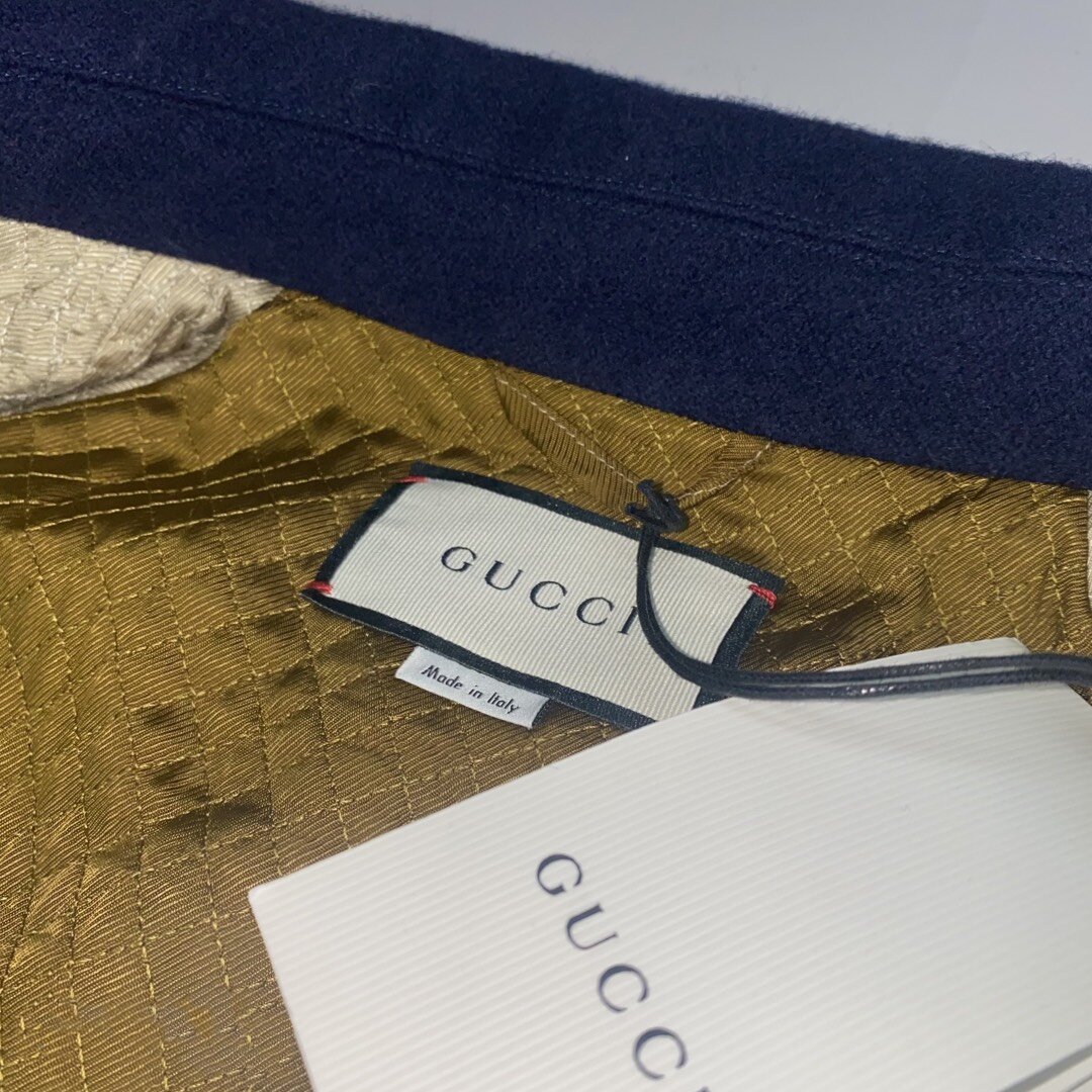 Gucci SS20 'Embroidered Felt Bomber' Varsity Jacket Navy (2020) — The  Pop-Up📍
