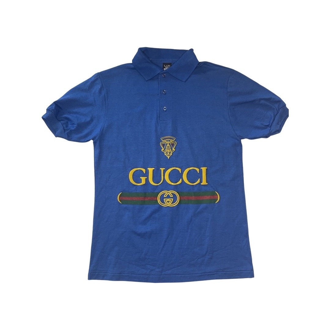 Vintage 80's Gucci Bootleg 'Painted Logo' Polo Shirt — The Pop-Up