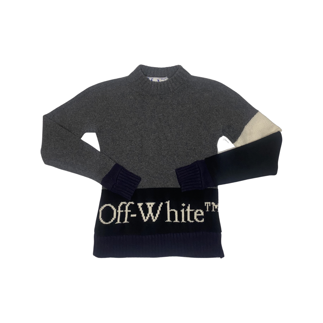 OFF-WHITE Color Block Logo Sweater Black/Yellow Men's - FW20 - US