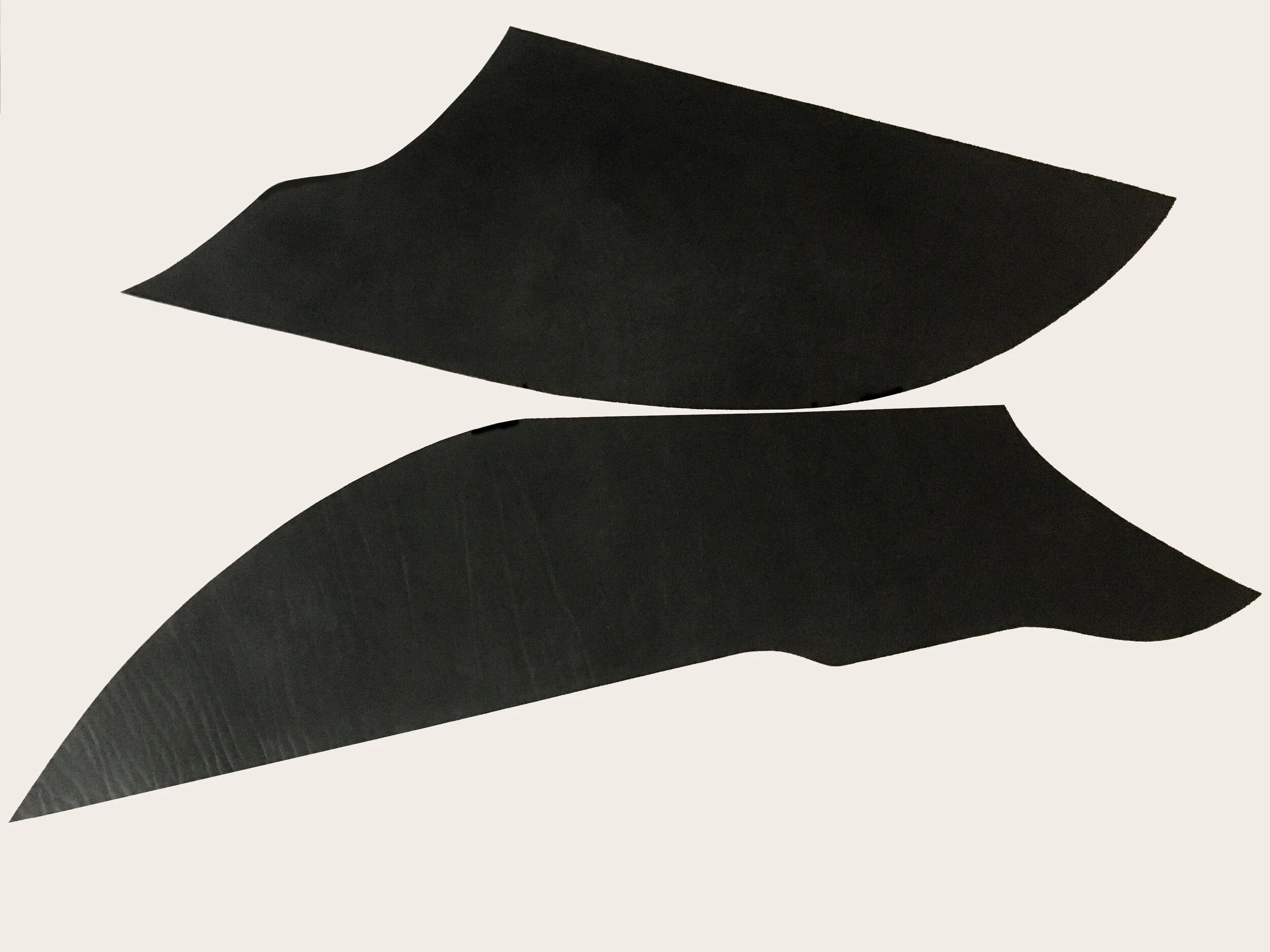 ‘Two Forms’, 2020. Black, Oak bark tanned leather, 175 cm L x 110 cm W x 1 cm D ( overall dims)