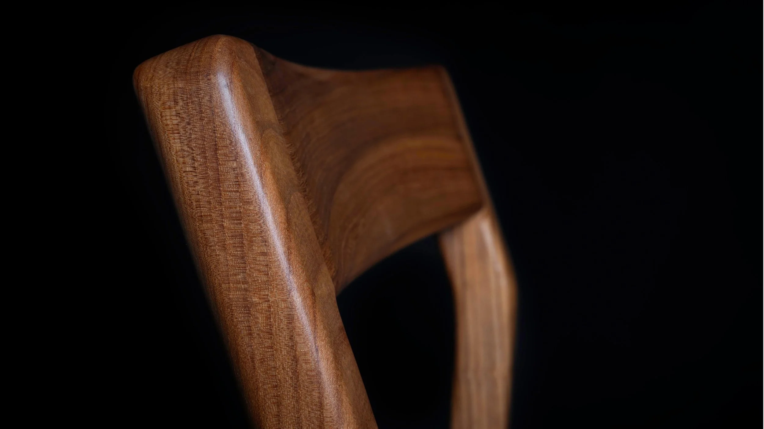 Close up of backrest detail of Clava dining chair.