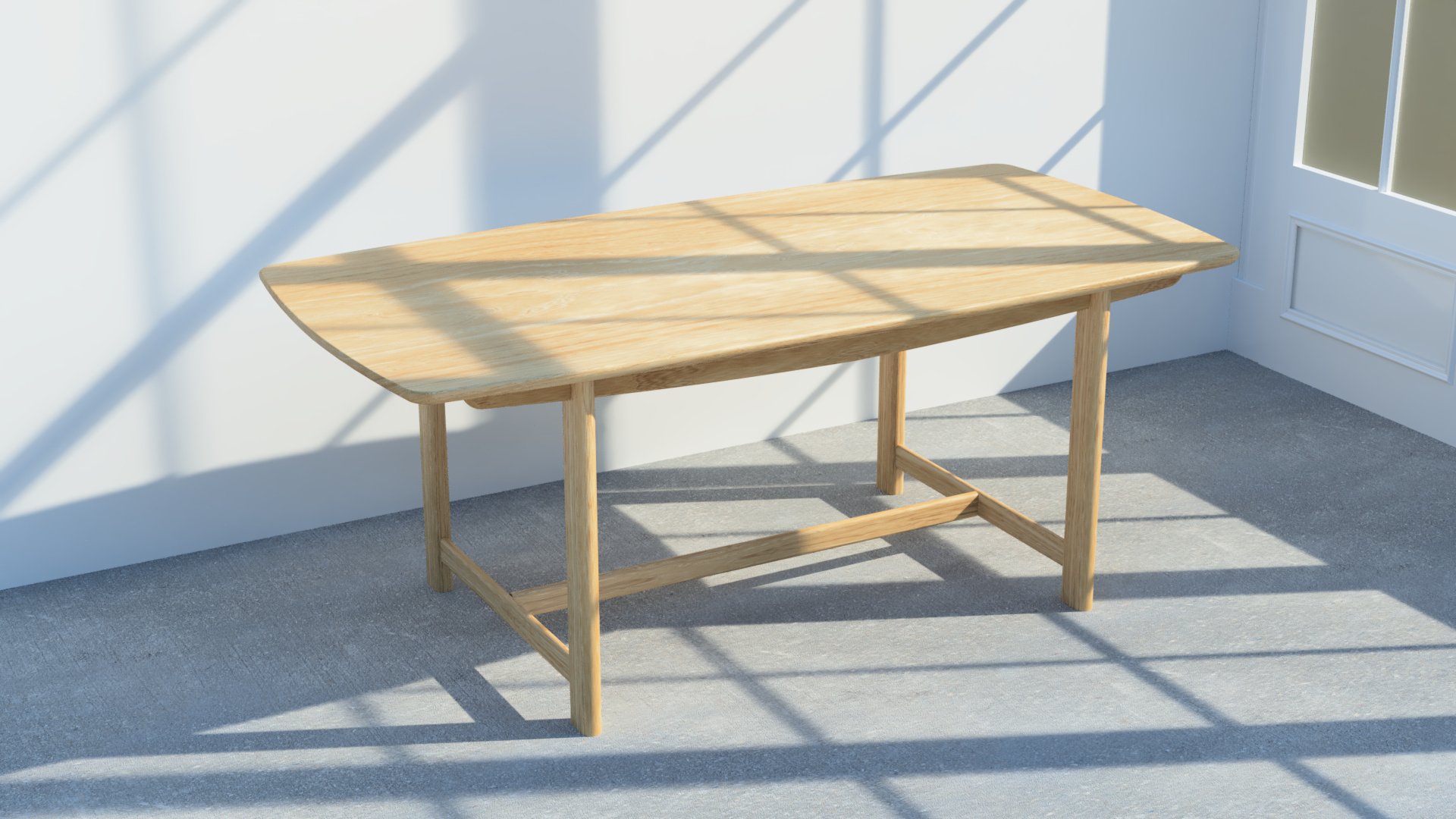 Glencairn Furniture Torii Dining Table in solid oak viewed from an angle.