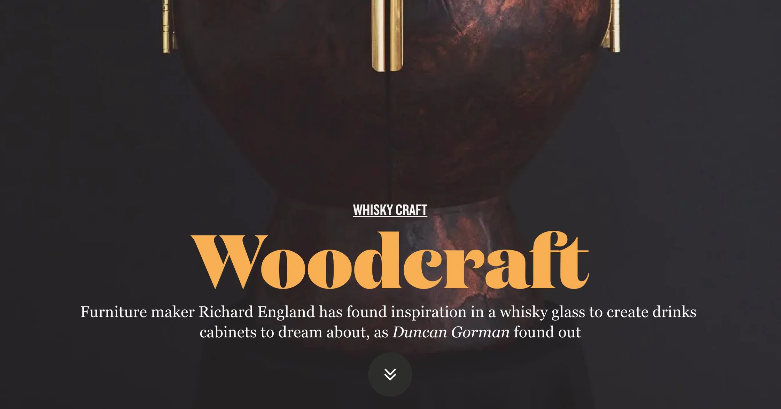 Front cover of Unfiltered magazine showing Glencairn Furniture's Glencairn whisky cabinet.