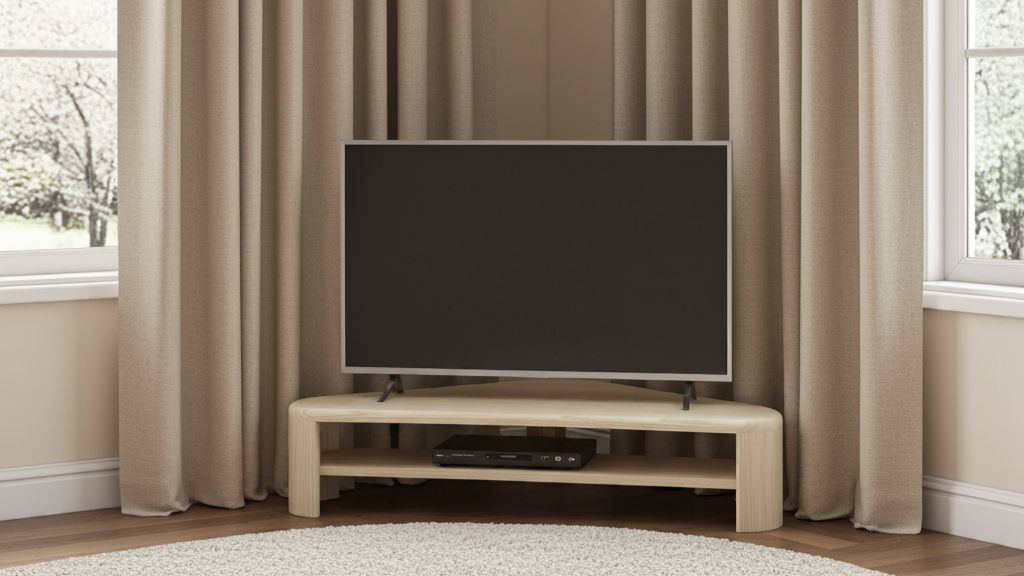 Stretta TV Stand in traditional room with large tv.