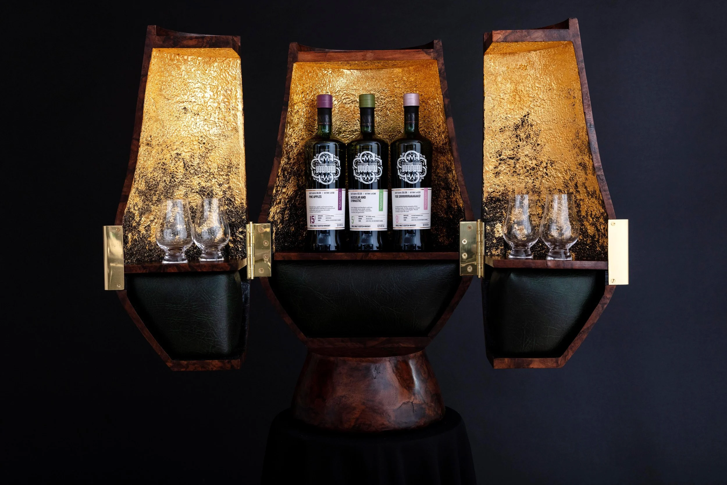 Glencairn Furniture's Glencairn Whisky Cabinet with front doors open.