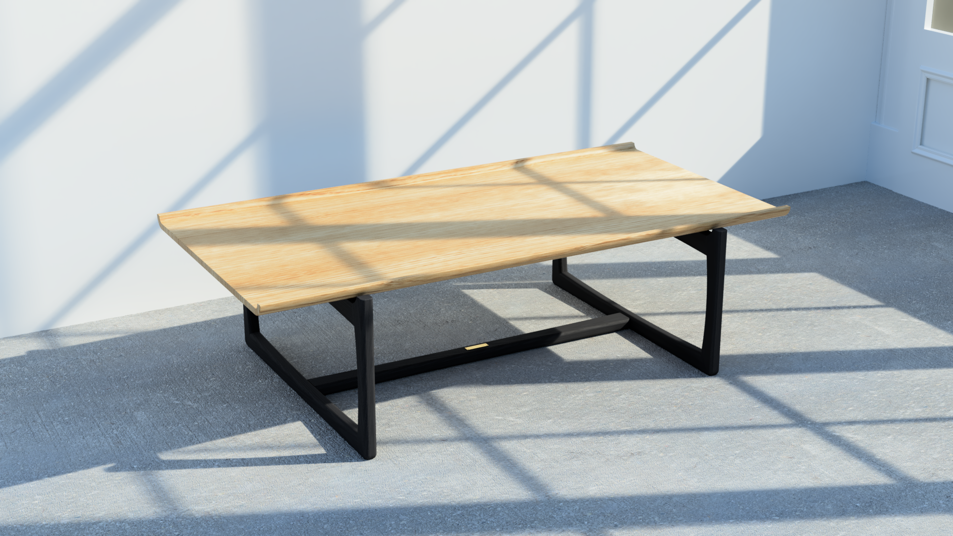 Glencairn Furniture Soulster coffee table with oak top and ebonised ash legs.